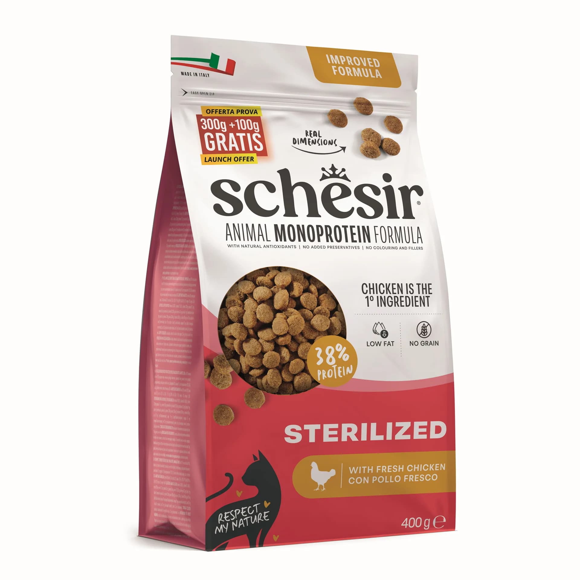 Schesir Animal Monoprotein Formula Sterilized karma sucha dla kota po sterylizacji kurczak worek