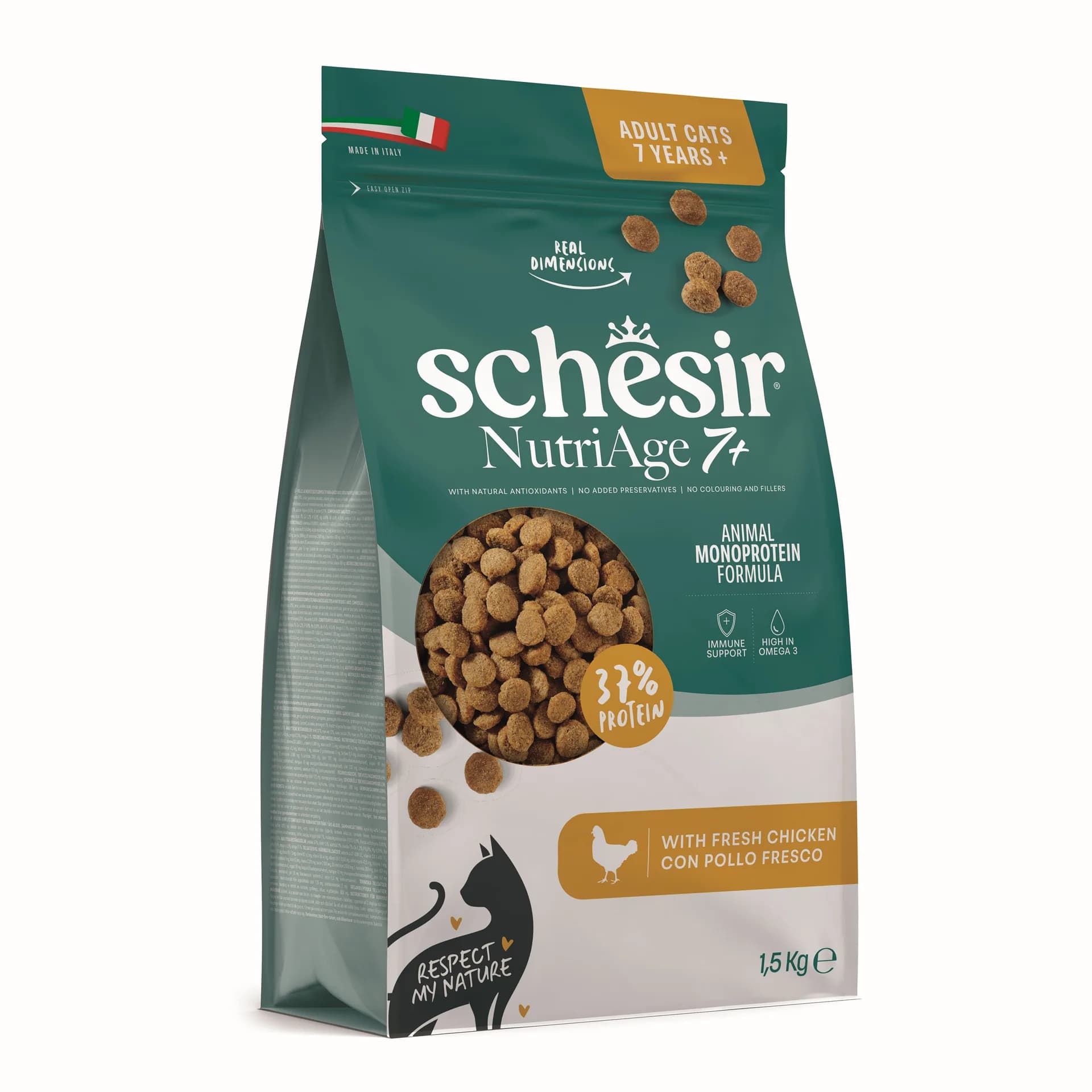 Schesir Animal Monoprotein Formula Nutriage 7+ karma sucha dla kotów pow. 7 roku życia kurczak – 15 kg