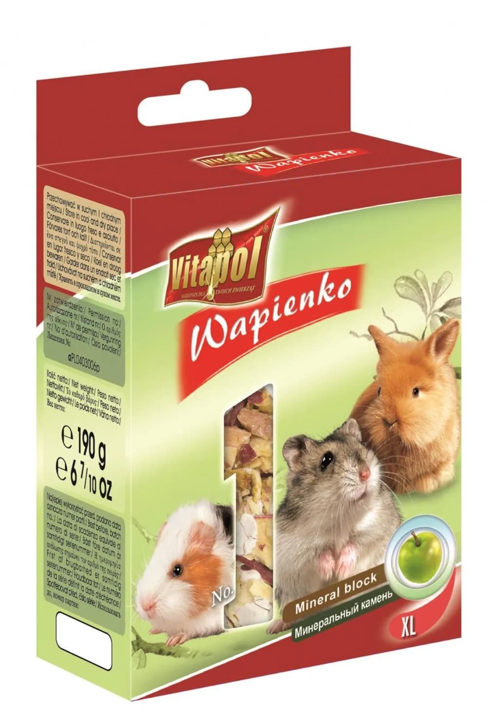 Vitapol Kostka wapienna dla gryzoni i królika Jabłko – 190 g