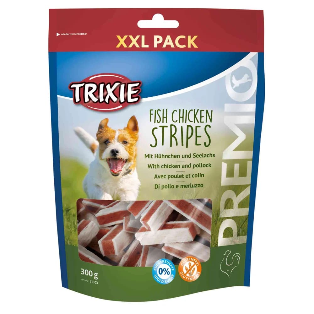 Trixie Przekąski dla psa Premio Stripes przysmak kurczak z mintajem – 4011905315348