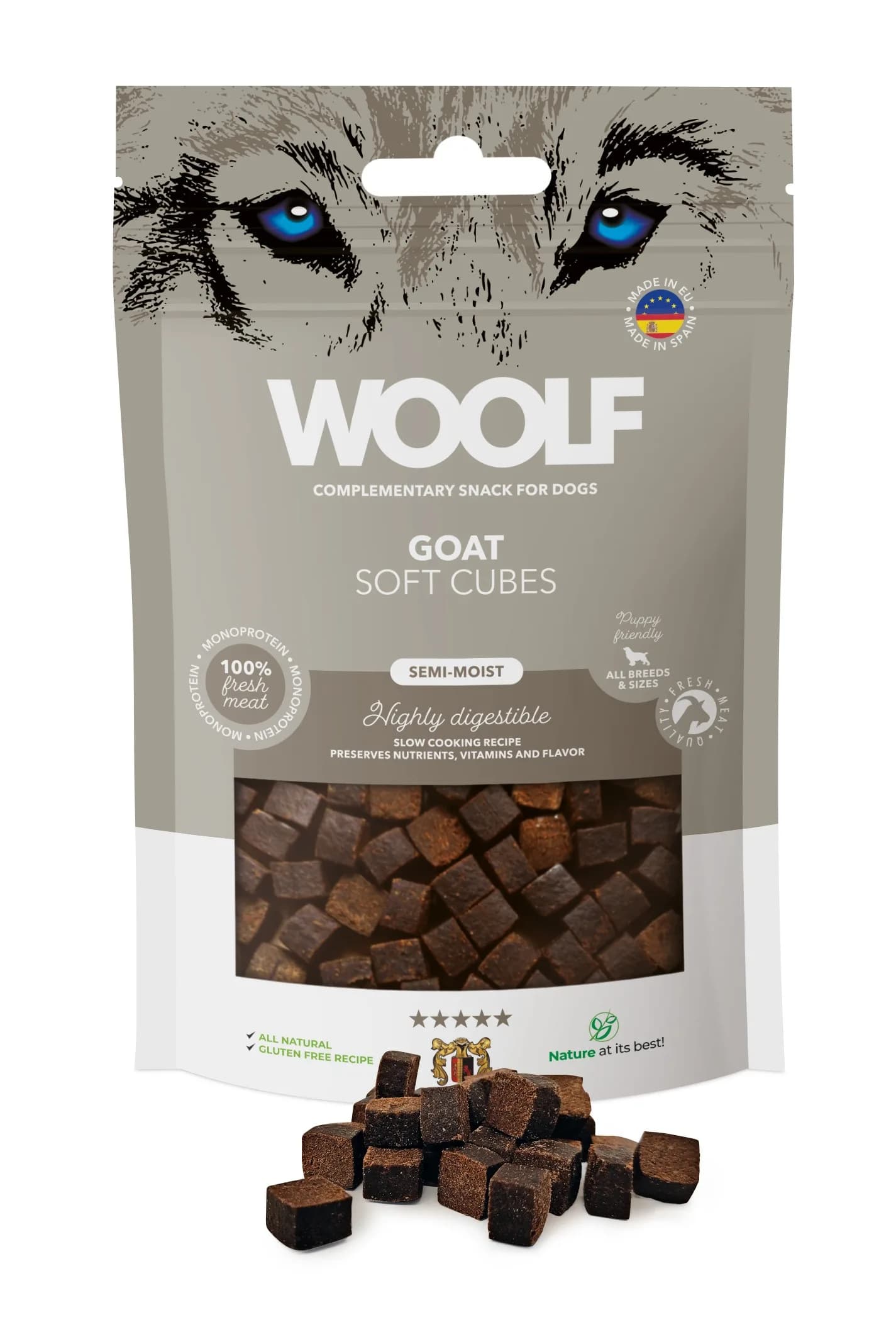 Woolf Soft Cubes Goat Monoprotein Miękki przysmak dla psa z Koziny 100 g