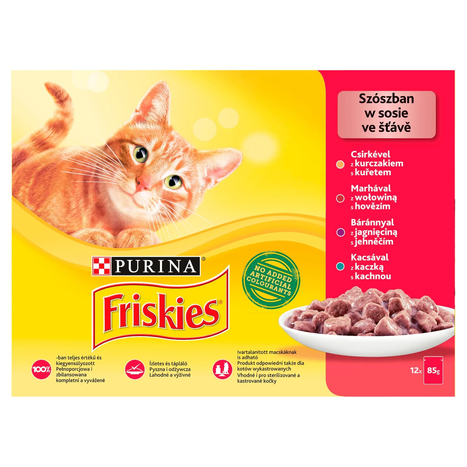 Friskies Purina Multipack karma mokra dla dorosłych kotów z mięsem w sosie 12 × 85 g