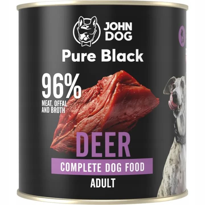 John Dog Pure Black karma mokra dla dorosłych psów z jeleniem – 800 g