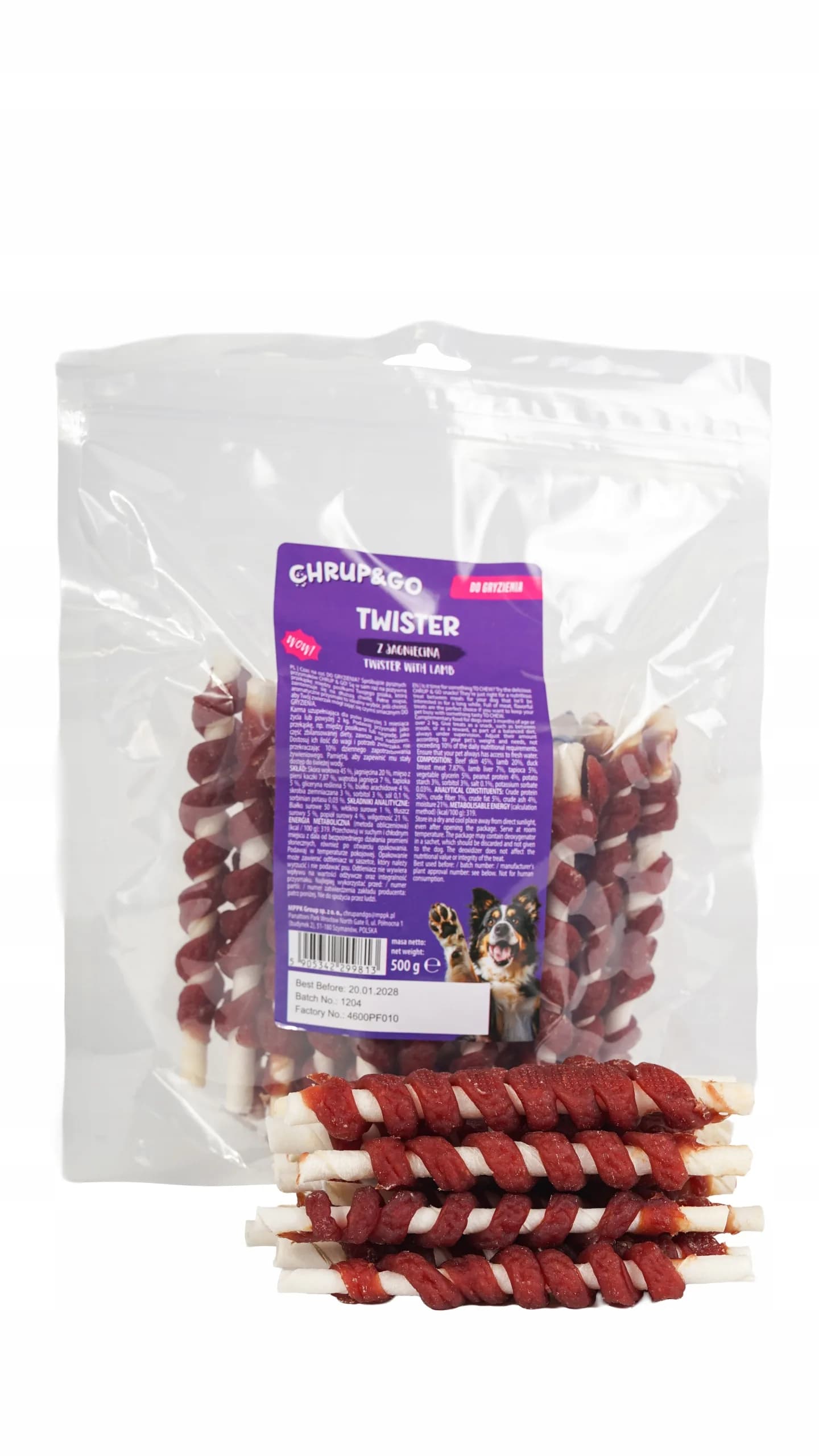 Chrup&Go Twister przysmak dla psów z jagnięciną 500 g