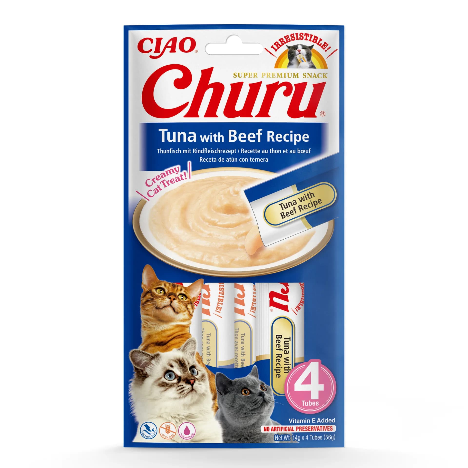 INABA Cat Churu Tuna With Beef Recipe przysmak dla kotów 4 × 14 g 56 g