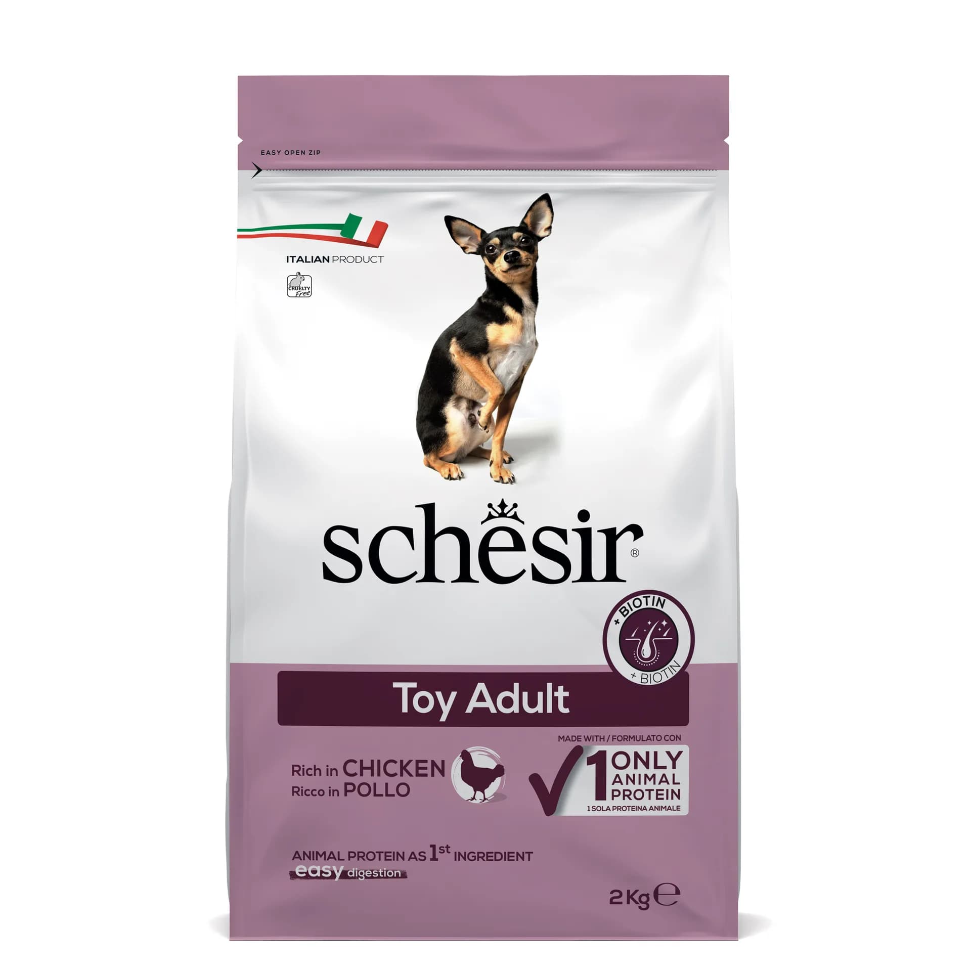 Schesir Original Toy Adult Rich in Chicken karma sucha z kurczakiem dla dorosłych psów ras miniaturowych – 2 kg