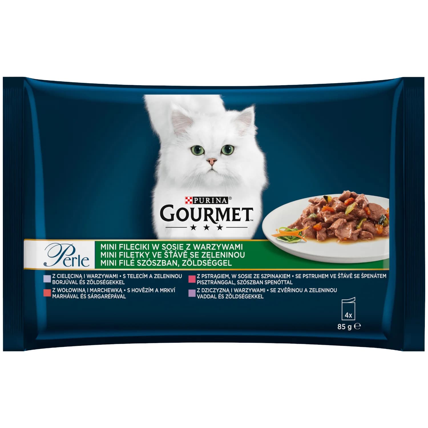 Gourmet Perle Karma dla kotów kolekcja mini filecików w sosie z warzywami 340 g 4 × 85 g