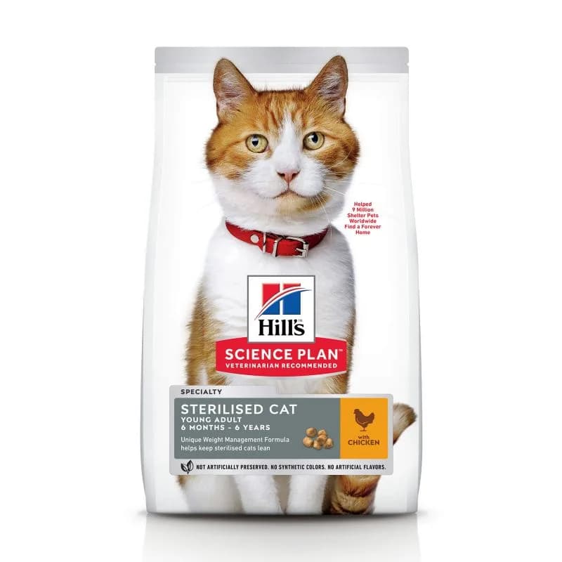 Hill's Sp Feline Young Adult Sterilised karma sucha dla dorosłych kotów Chicken Kurczak 1 5 kg