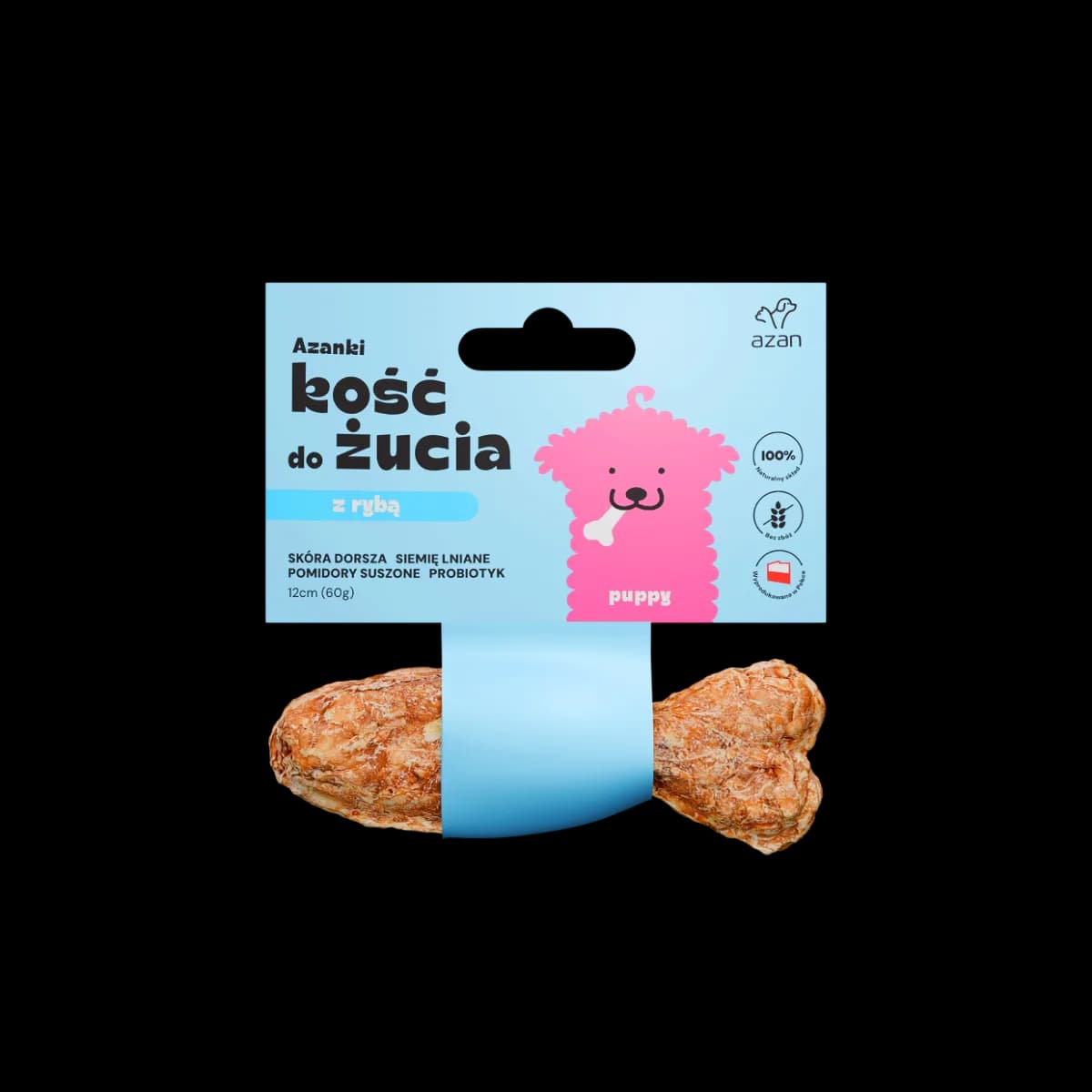 Azanki Kość z dorszem i probiotykiem Puppy Kształt Rybki 12 cm