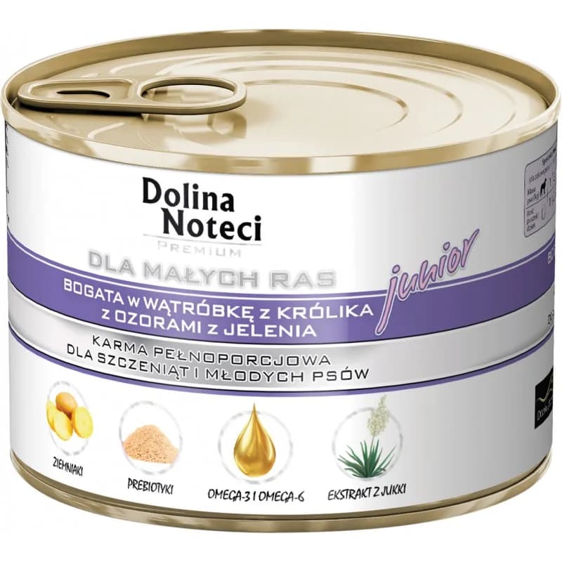 Dolina Noteci Premium junior bogata w wątróbkę z królika z ozorami z jelenia 185 g