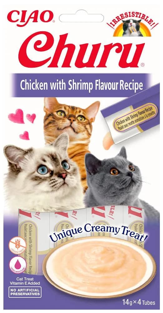 INABA Cat Churu przysmak dla kotów Chicken With Shrimp 4 × 14 g 56 g