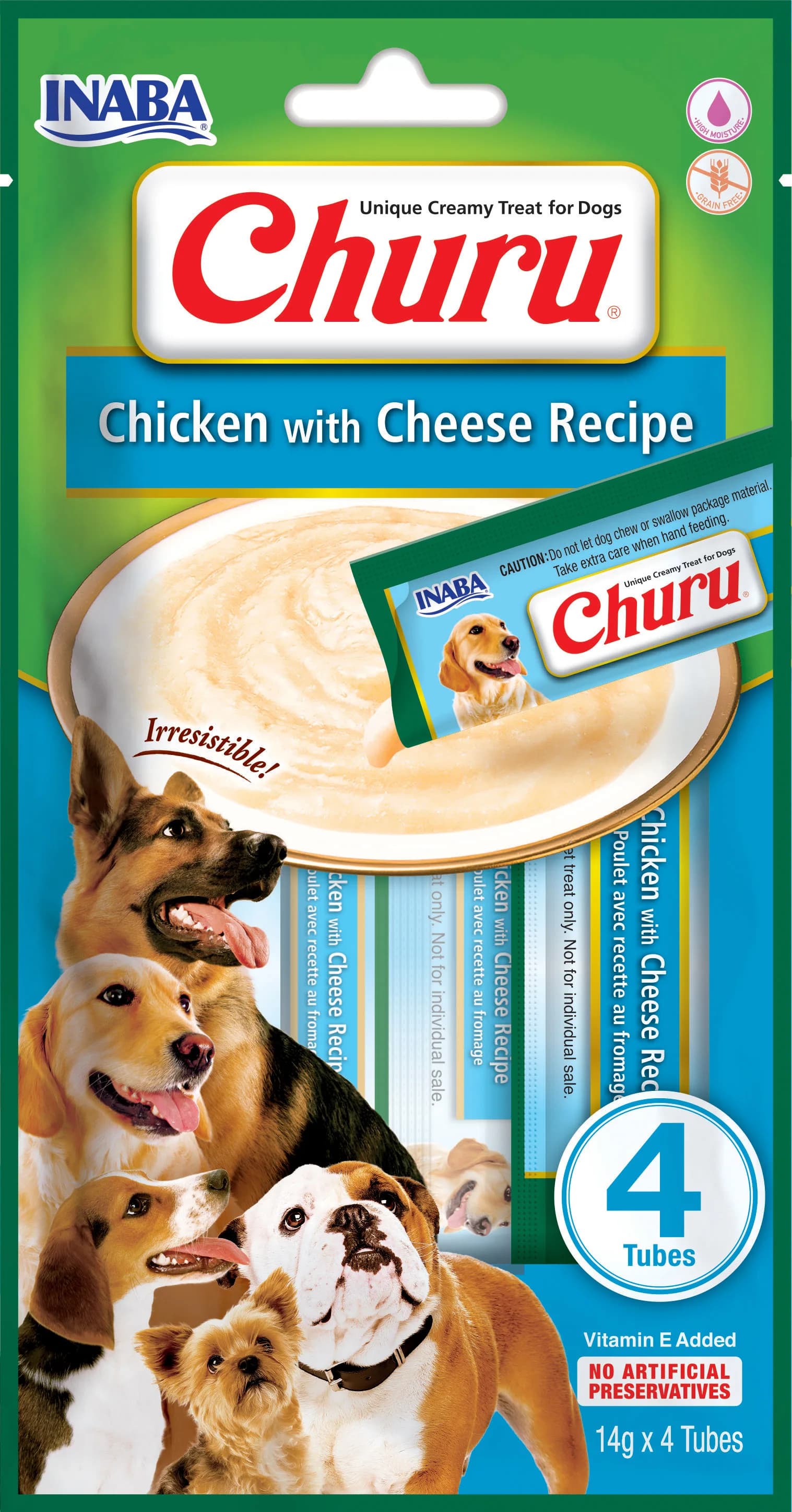 INABA Dog Churu 4P Chicken With Cheese karma przysmak dla psu kurczak z serem 14 g