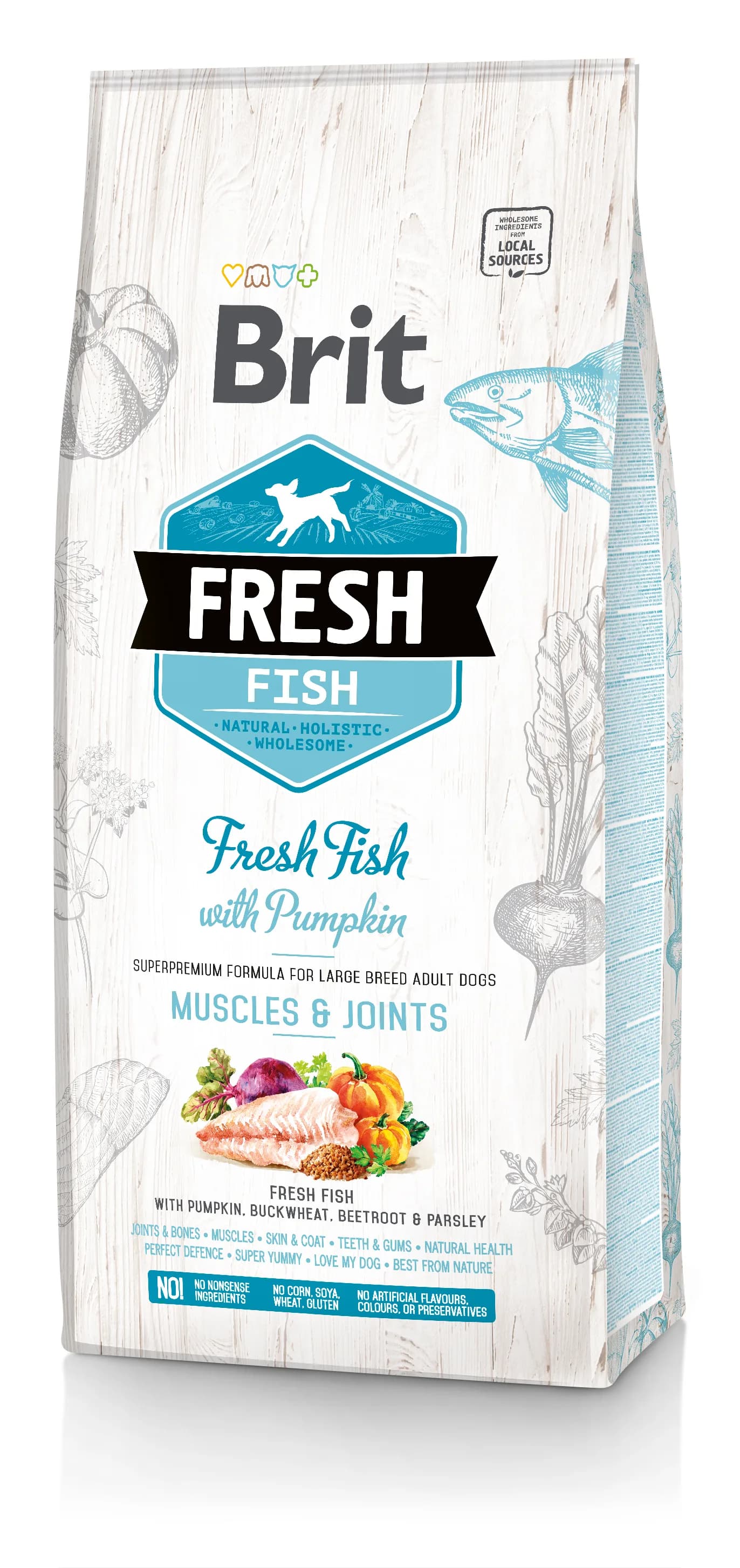 Brit Fresh Fish with Pumpkin Muscles & Joints sucha karma dla psa z rybą i dynią – 12 kg