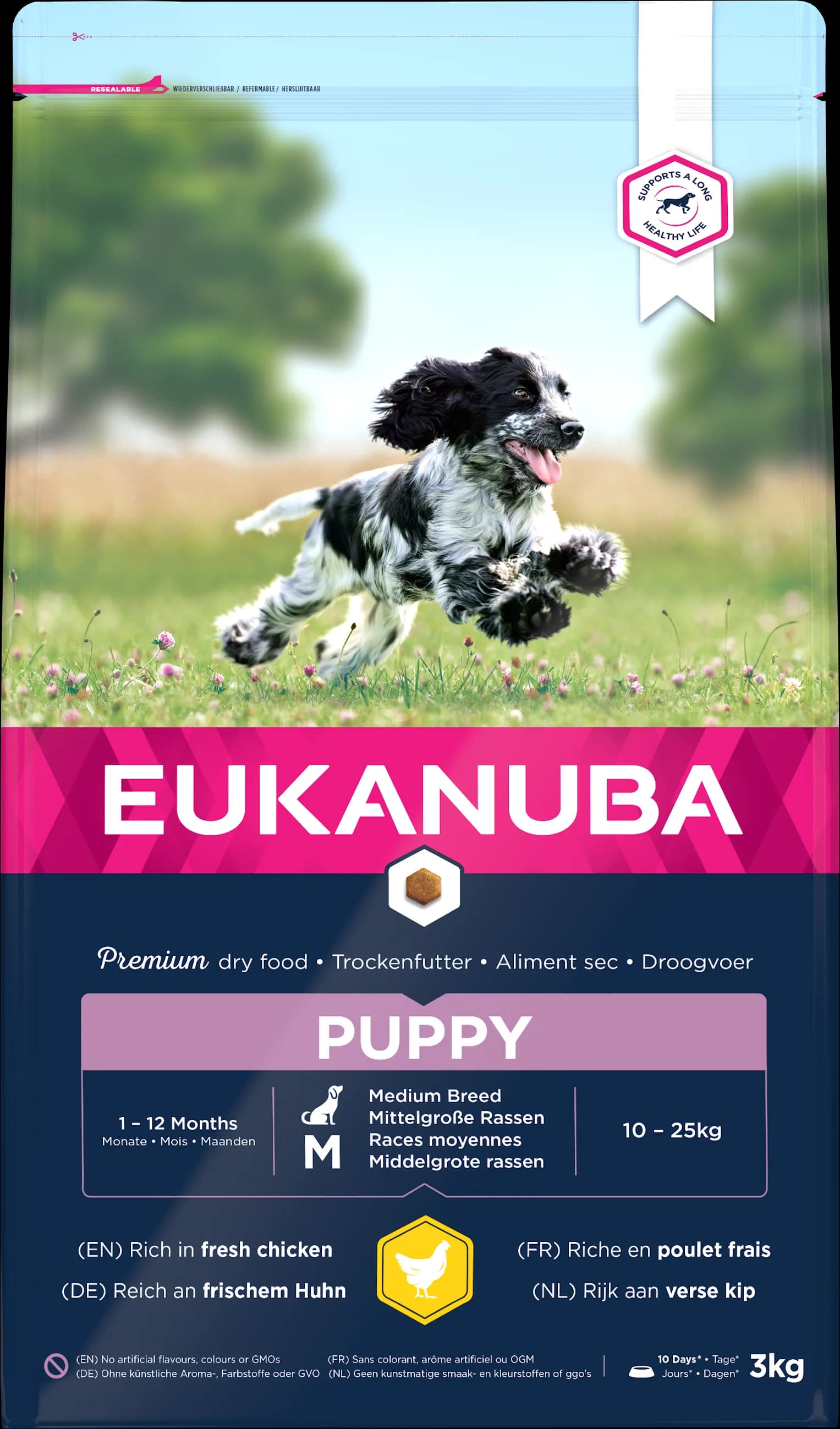 Eukanuba Growing Puppy Medium Breed karma sucha z kurczakiem dla szczeniąt średnich ras – 3 kg