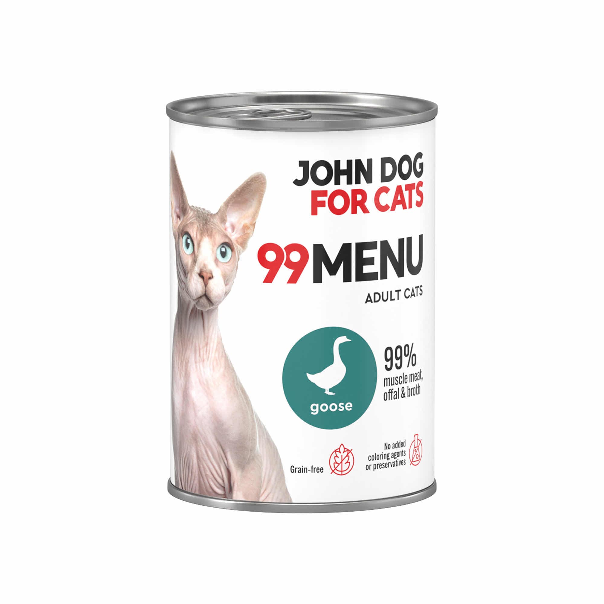 John Dog for Cats 99 Menu karma mokra z kurczakiem i gęsią dla dorosłych kotów 400 g