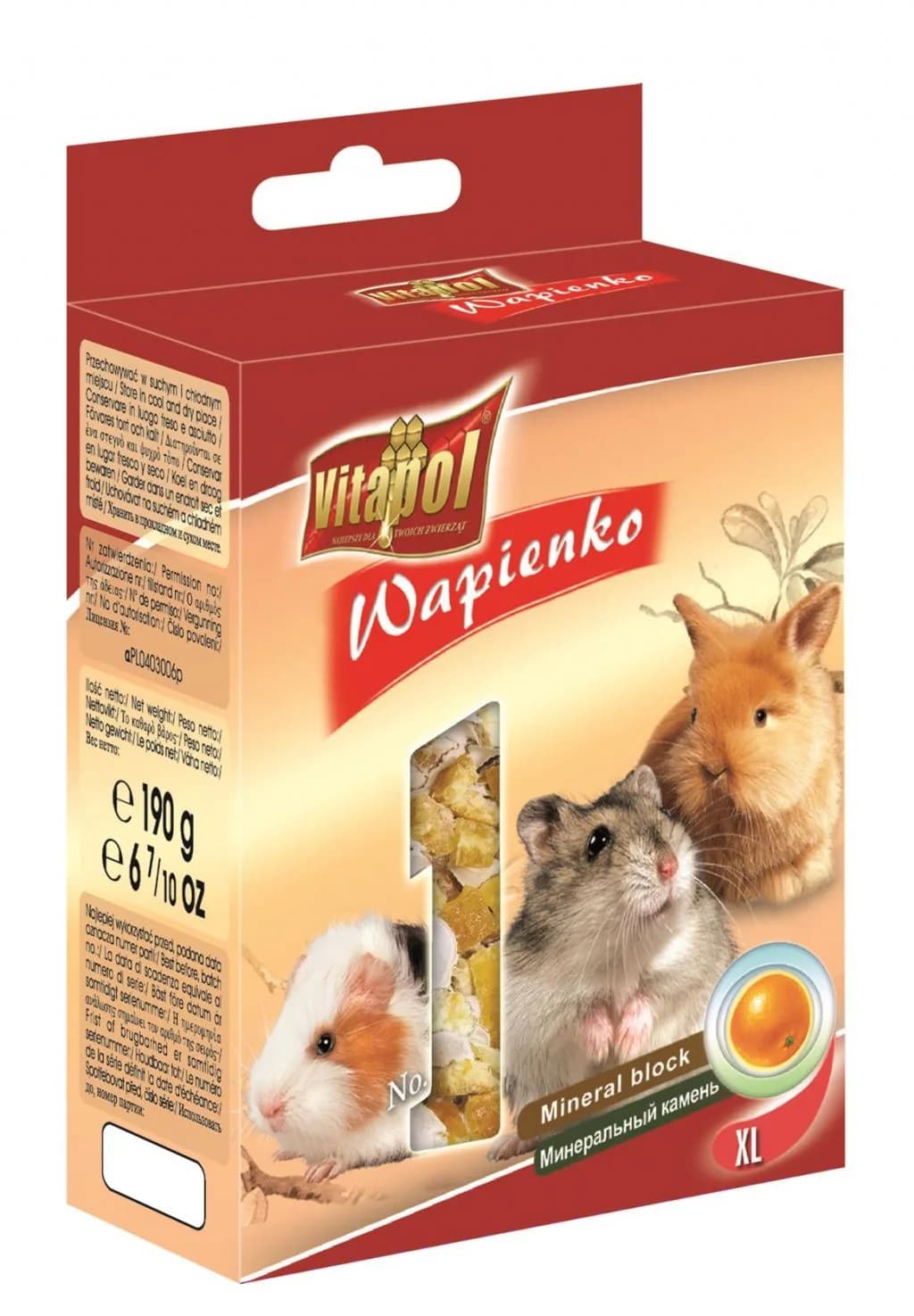 Vitapol Kostka wapienna dla gryzoni i królika Pomarańczowa – 190 g