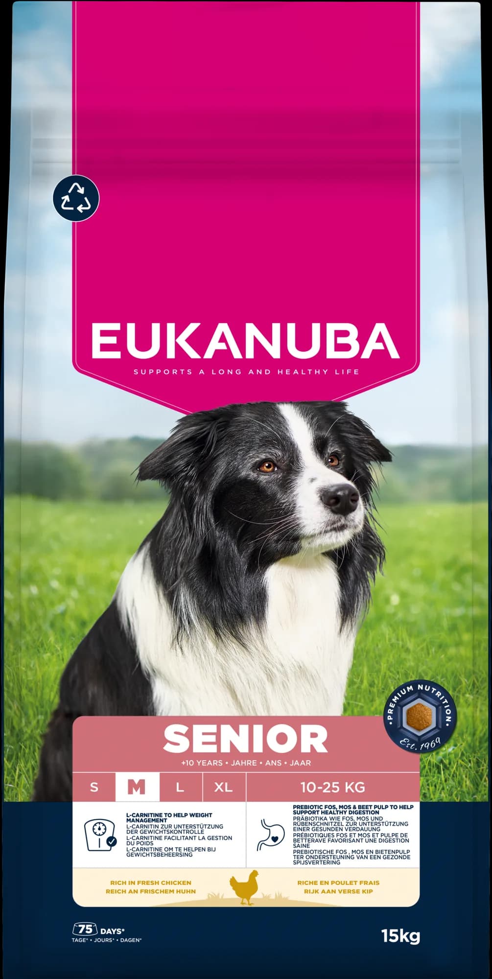 Eukanuba Life Care Senior Medium Breed karma sucha ze świeżym kurczakiem dla starszych psów średnich ras – 15 kg