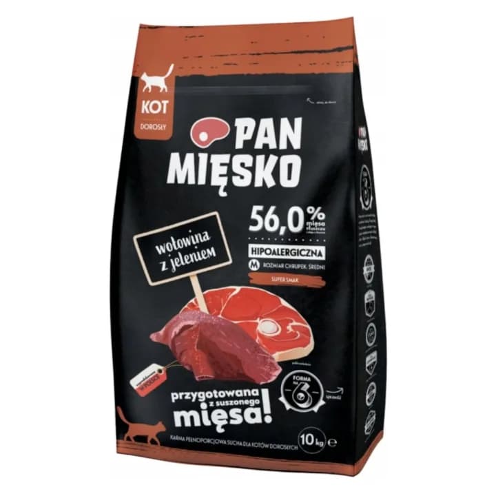 Pan Mięsko Sucha karma dla kota wołowina z jeleniem M – 10 kg