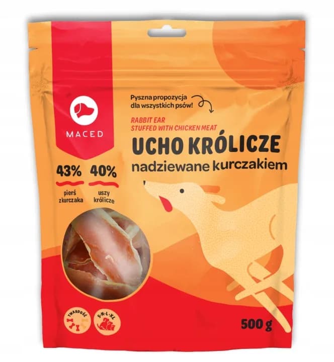 Maced Ucho Królicze z Kurczakiem przysmaki Smakołyki dla dorosłych psów 500 g