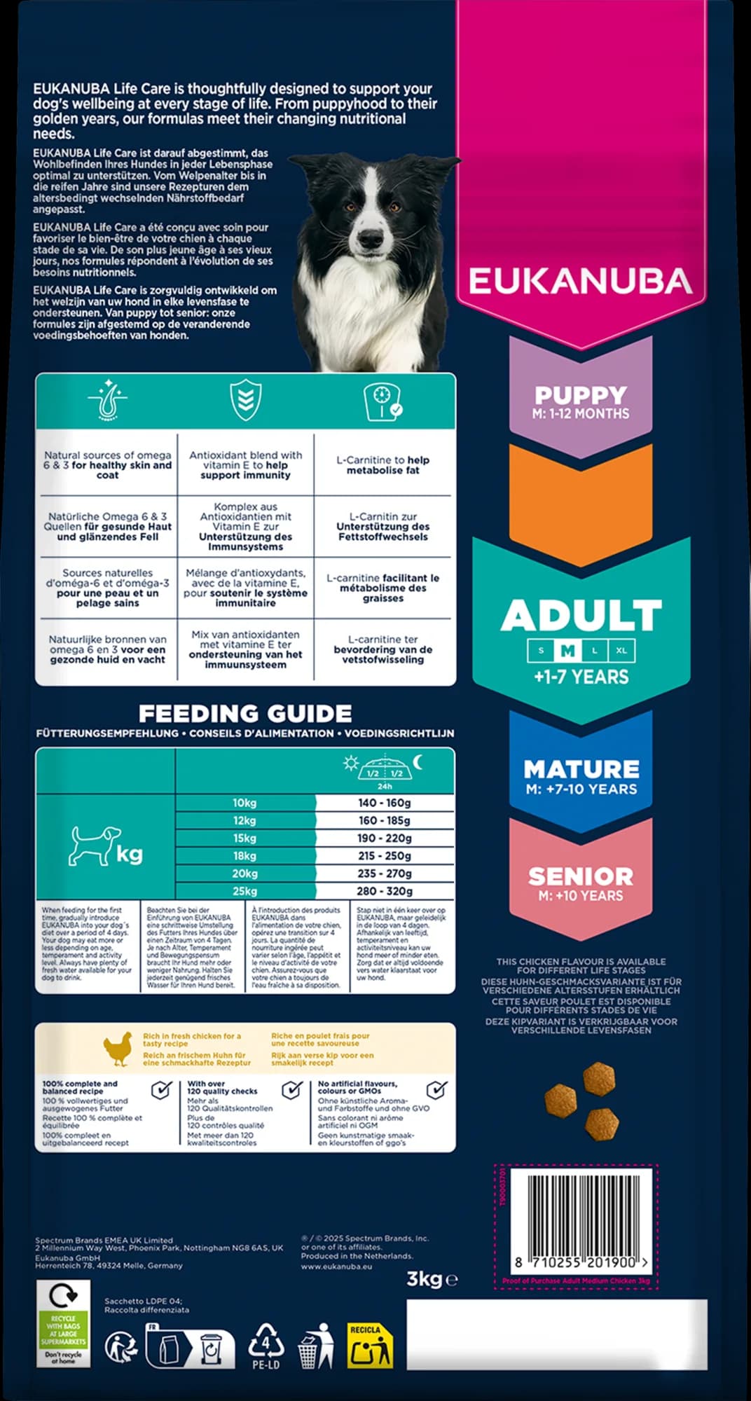 Eukanuba Adult Medium Breed karma sucha z kurczakiem i indykiem dla dorosłych psów średnich ras – 3 kg