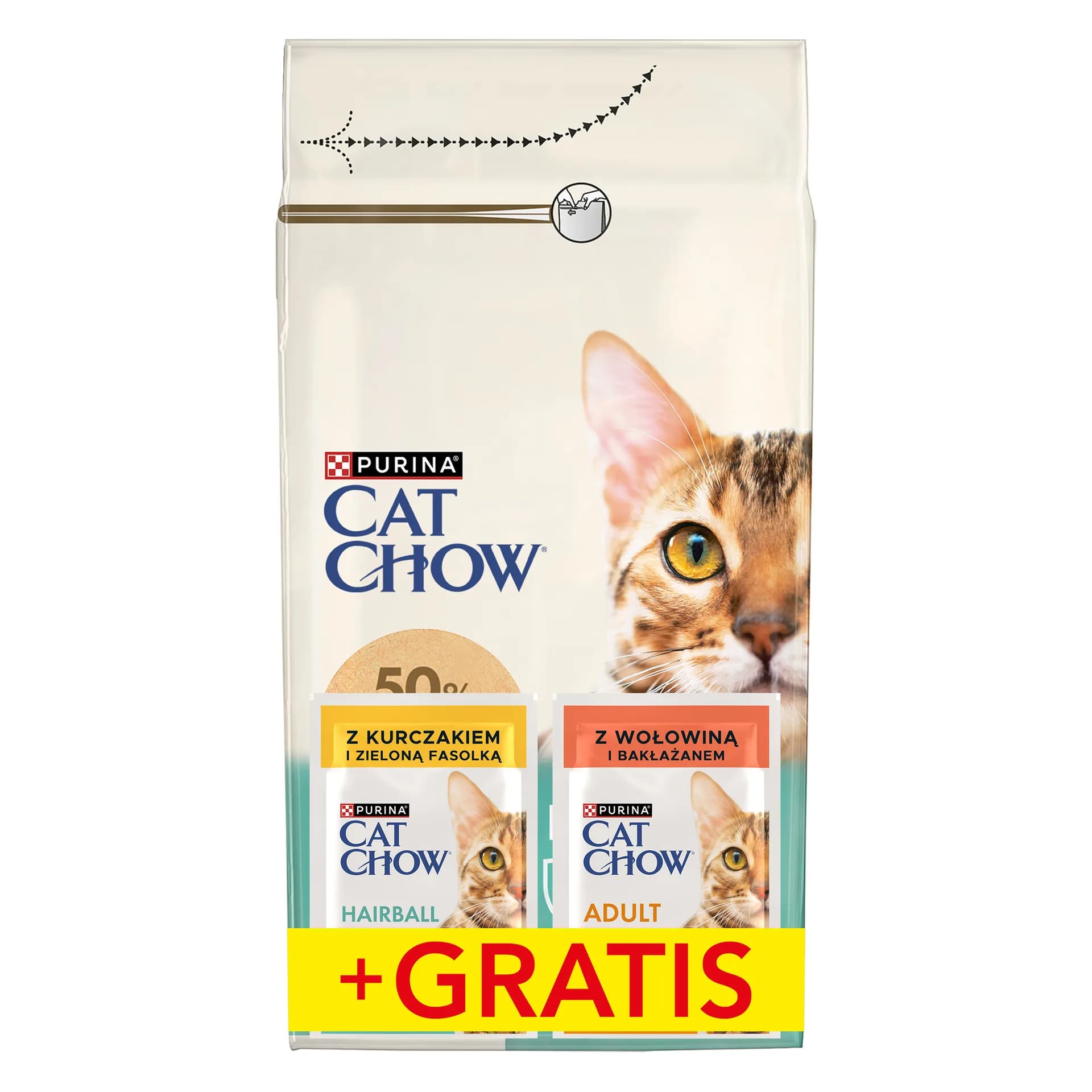 Cat Chow Purina Hairball Control karma sucha z kurczakiem dla dorosłych kotów 1,5 kg