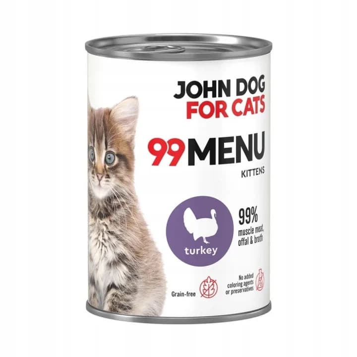 John Dog for Cats Karma mokra dla kociąt 99 Menu Indyk – 400 g