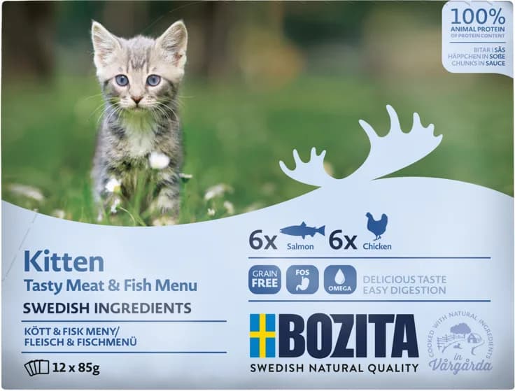 Bozita Saszetki dla kociąt w sosie z mięsem i rybą dla kociąt (mix ) 4 × 3 szt.