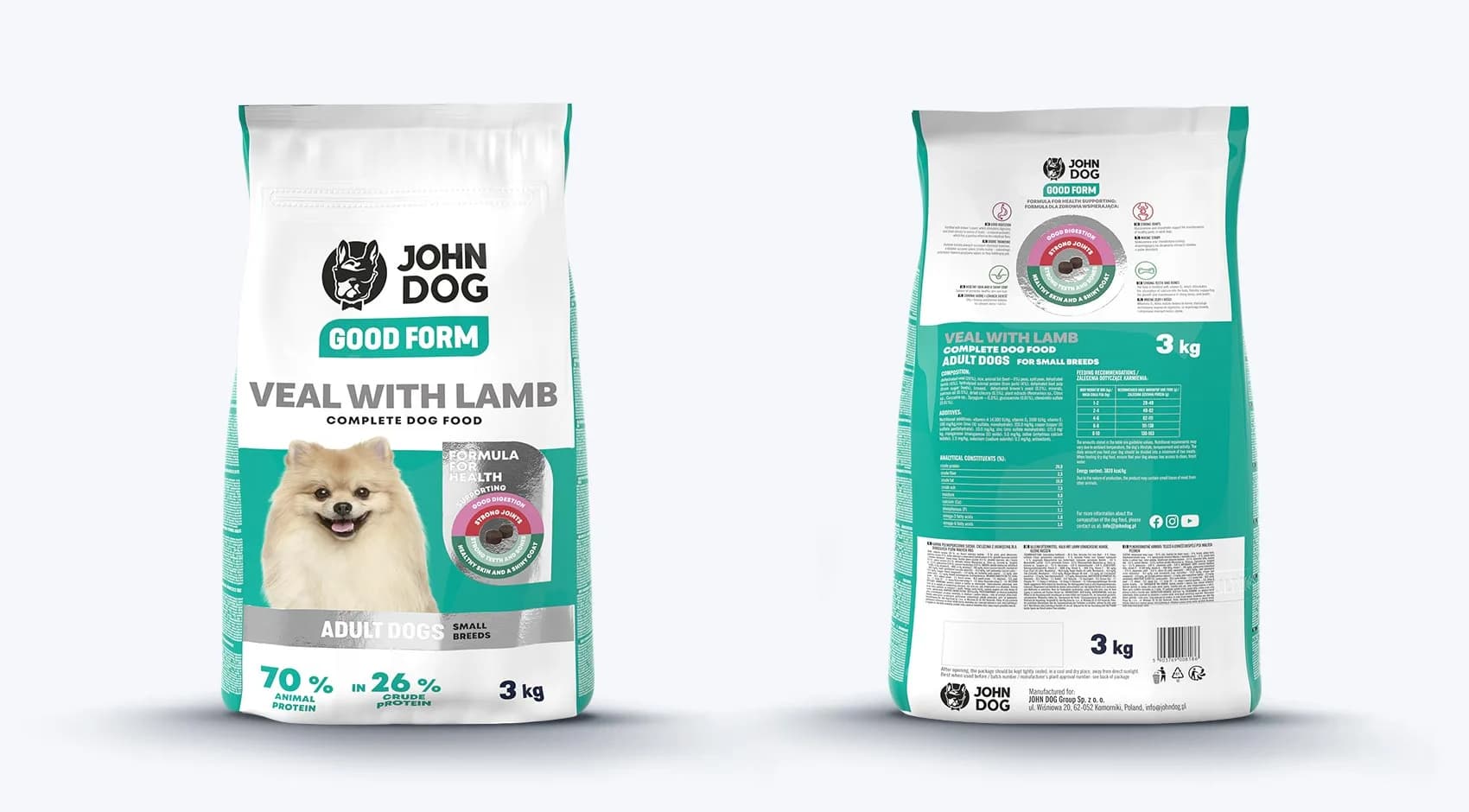 John Dog Good Form karma sucha małe rasy cielęcina z jagnięciną – 12 kg