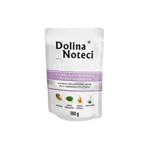 Dolina Noteci Premium małe rasy karma mokra dla dorosłych psów małych ras z królikiem, Fasolką i Brązowym ryżem 185 g