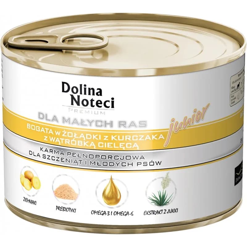 Dolina Noteci Premium junior bogata w żołądki z kurczaka z wątróbką cielęcą 185 g
