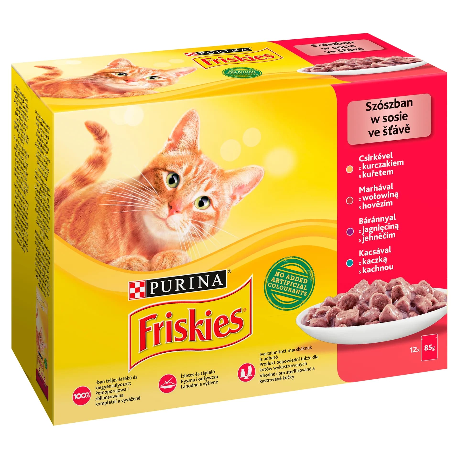 Friskies Purina Multipack karma mokra dla dorosłych kotów z mięsem w sosie 12 × 85 g