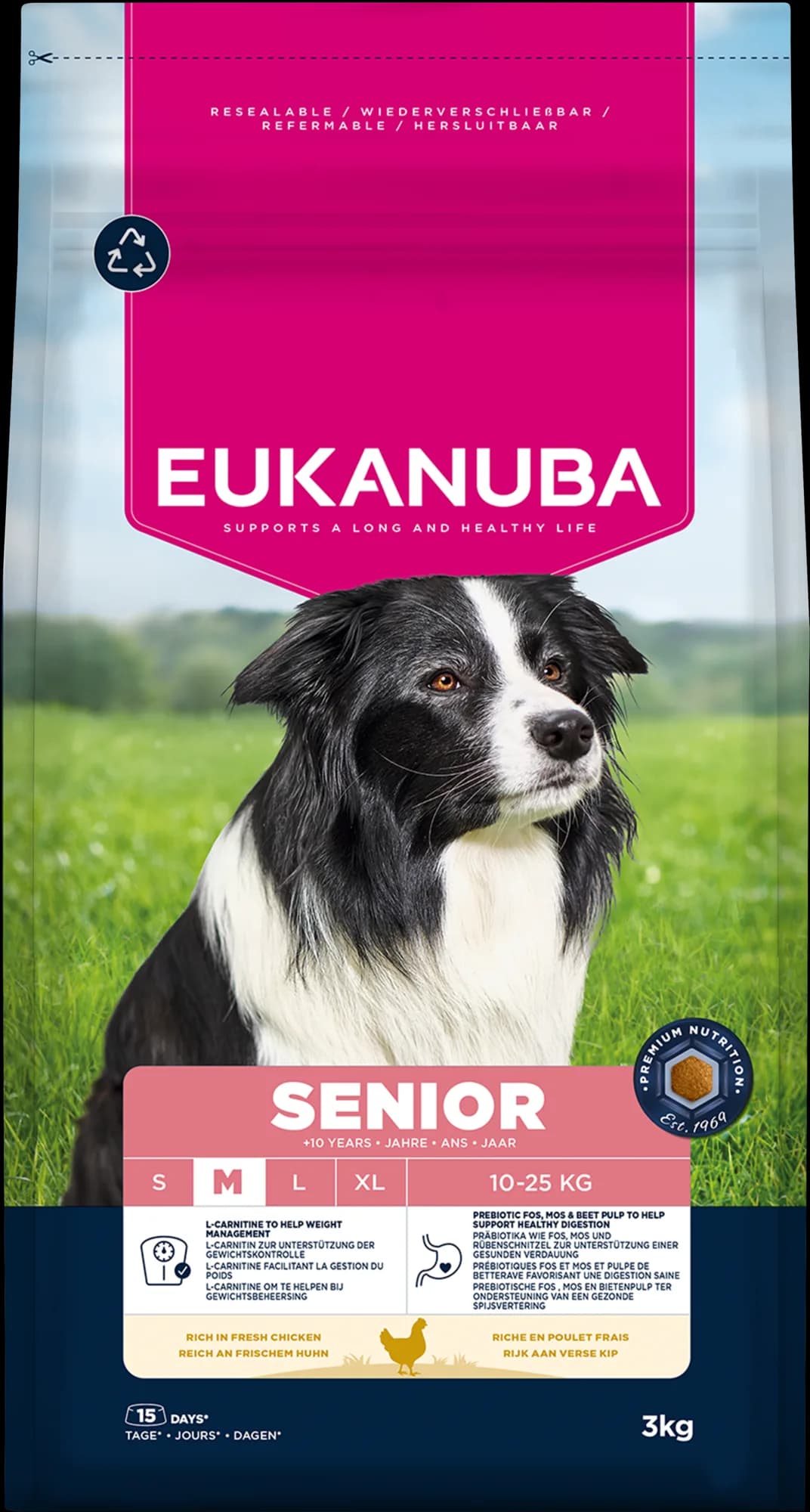 Eukanuba Life Care Senior Medium Breed karma sucha ze świeżym kurczakiem dla starszych psów średnich ras – 3 kg