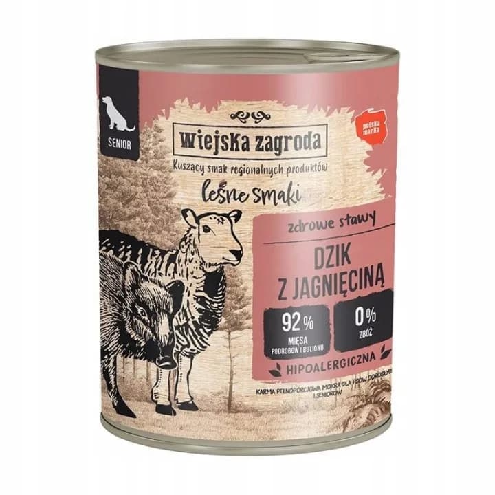Wiejska Zagroda Karma mokra dla psa Leśne smaki Dzik z jagnięciną senior – 800 g