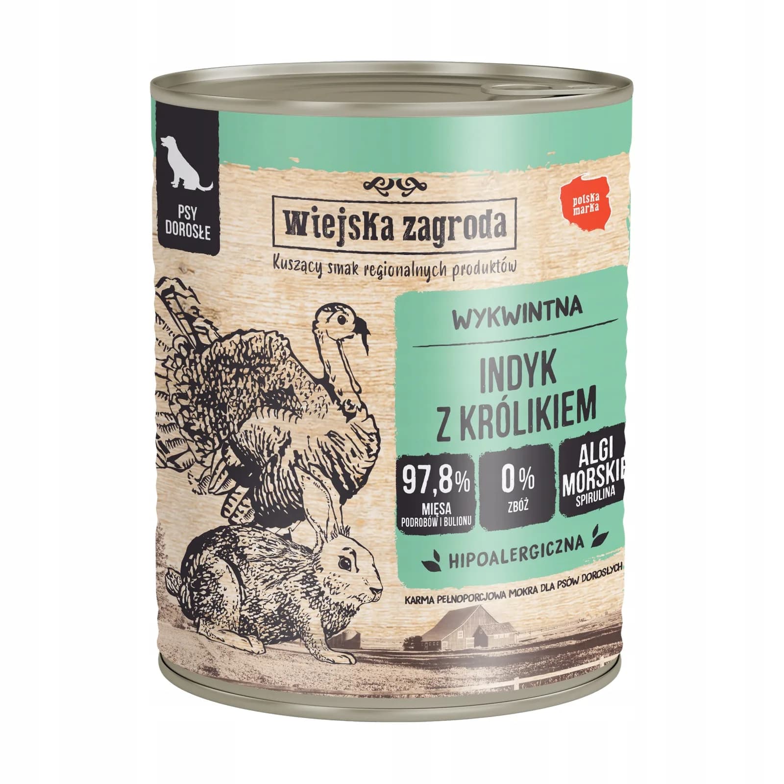 Wiejska Zagroda mokra karma dla psa indyk z królikiem – 800 g