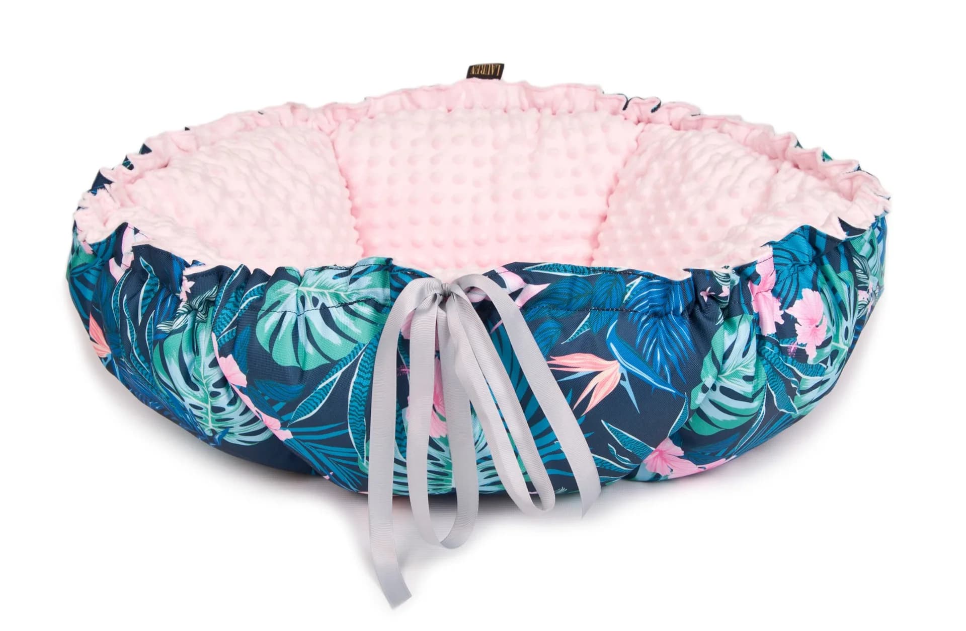 Lauren Design legowisko pikowane dla kota i psa Daisy Tropic Tropic + róż minky/⌀ 80 cm
