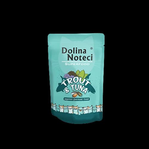 Dolina Noteci Superfood karma mokra dla dorosłych kotów pstrąg i tuńczyk 85 g