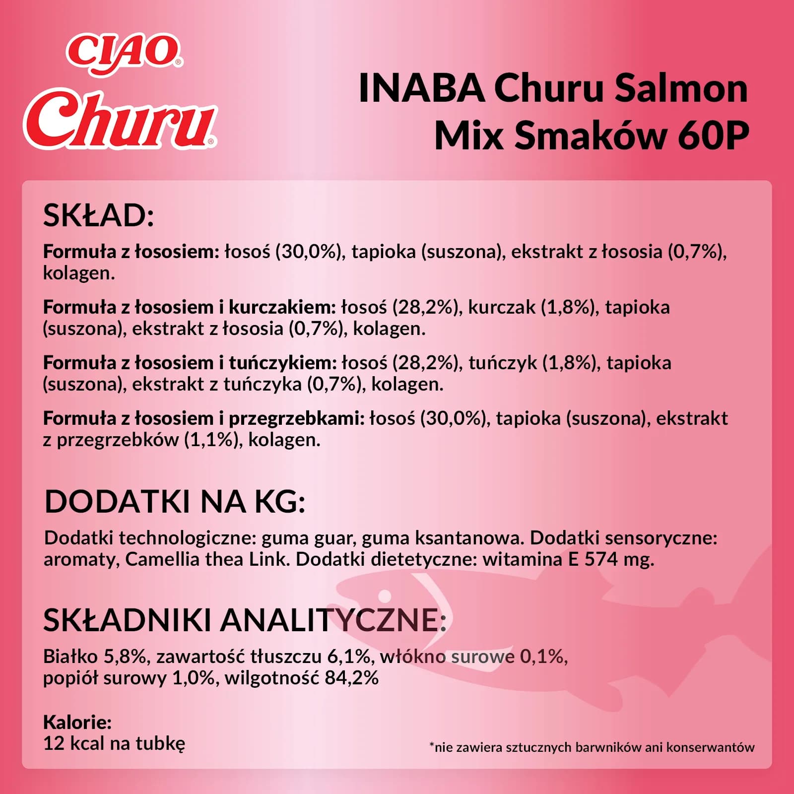 INABA Cat Churu 60P Churu Salmon 60 × 14 g przysmak dla kotów Salmon 840 g