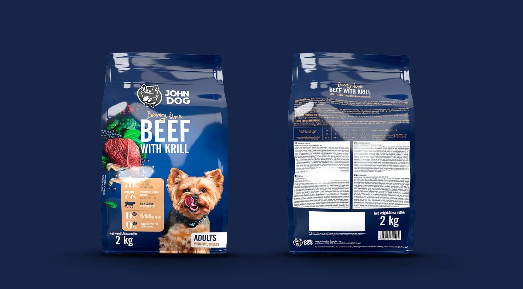 John Dog Berry Mini Rasy wołowina z krylem – 120 g