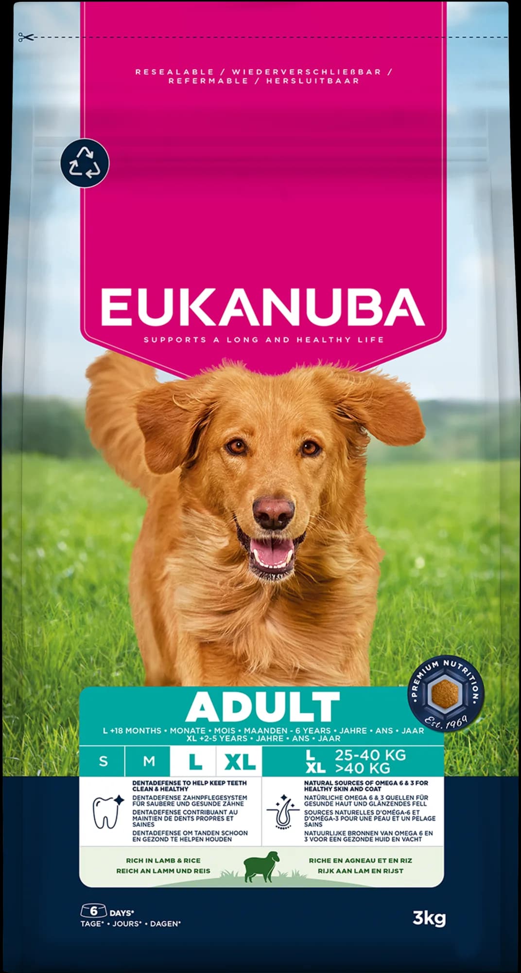 Eukanuba Dog life care adult sucha karma dla dorosłych psów dużych ras jagnięcina i ryż – 3 kg