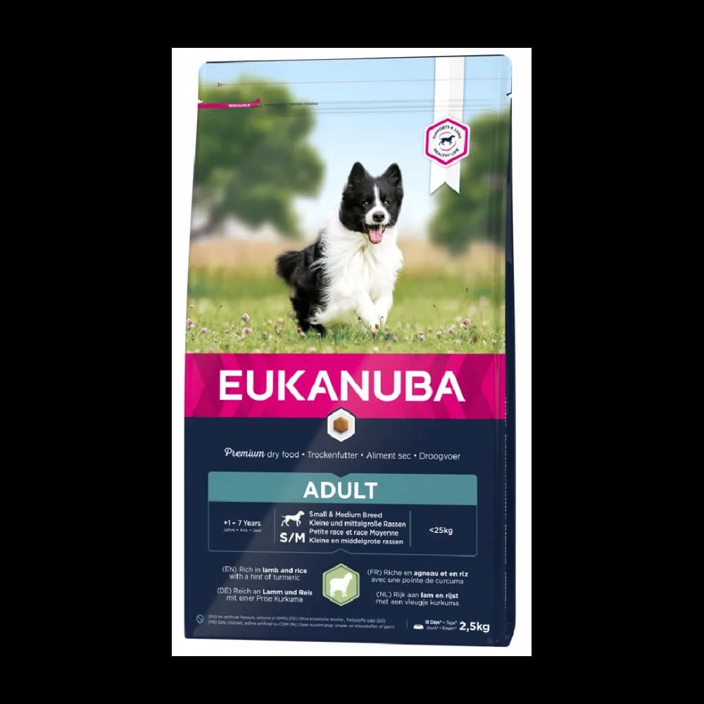 Eukanuba Adult Small & Medium Breeds Lamb & Rice karma jęgnięcina & ry ż – 2,5 kg