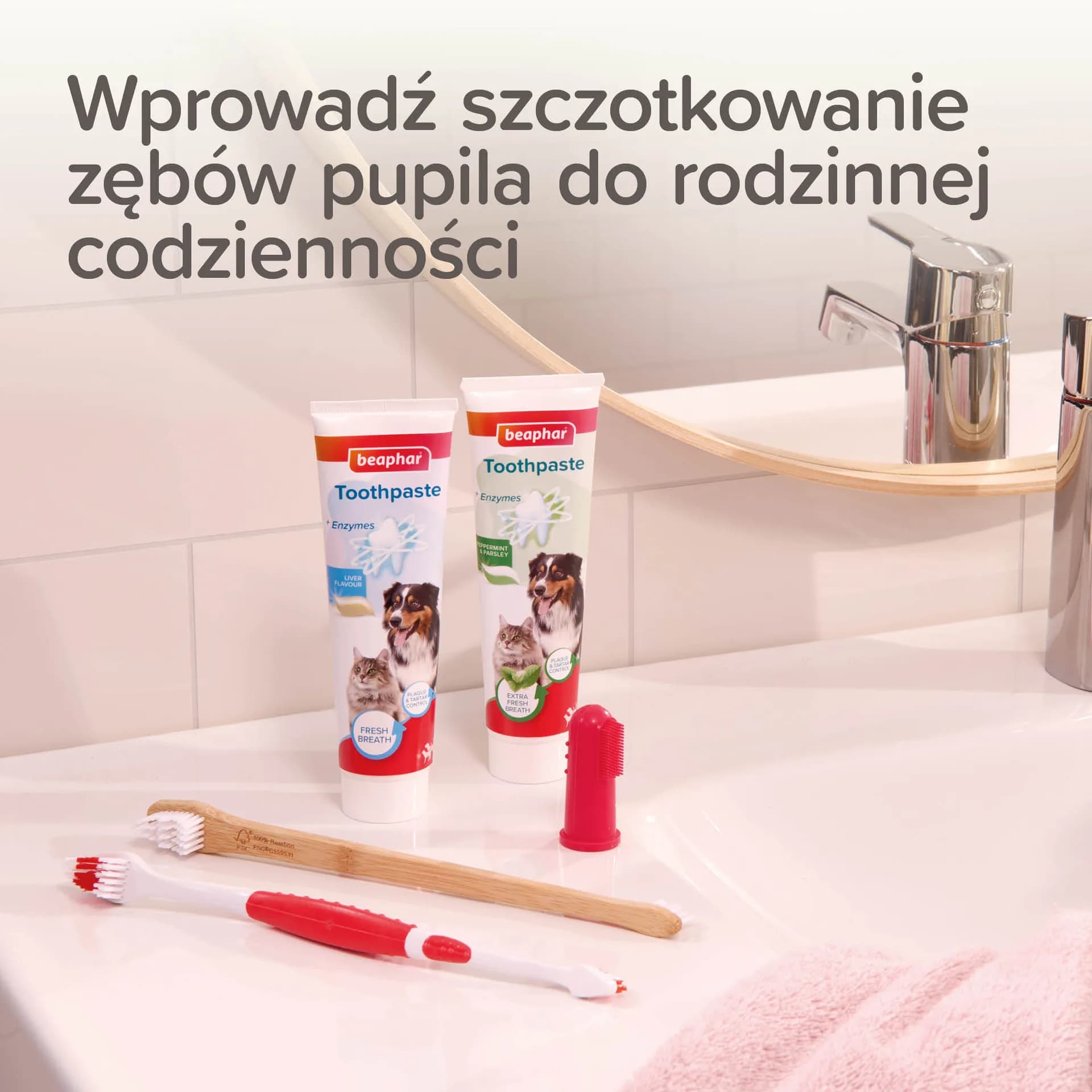 Beaphar Puppy Dental Kit zestaw szczoteczki dla szczeniąt i naparstkowa + pasta do zębów