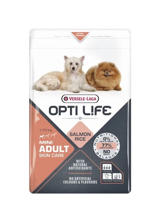 Versele-Laga Opti Life Adult Skin Care Mini karma z łososiem dla dorosłych psów ras małych i miniaturowych z wrażliwą skórą – 2,5 kg
