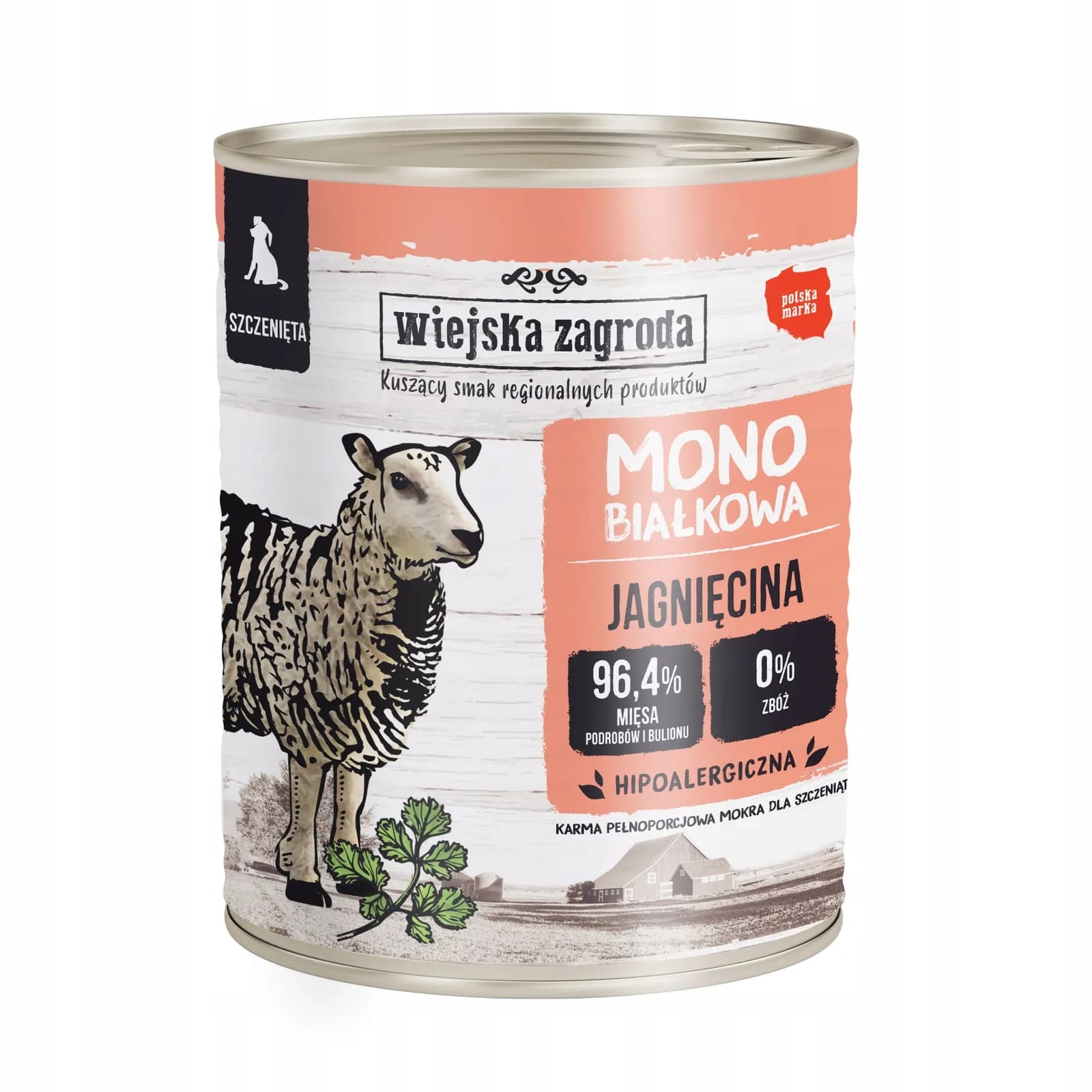 Wiejska Zagroda Karma mokra dla szczeniąt Monobiałkowa Jagnięcina 800 g