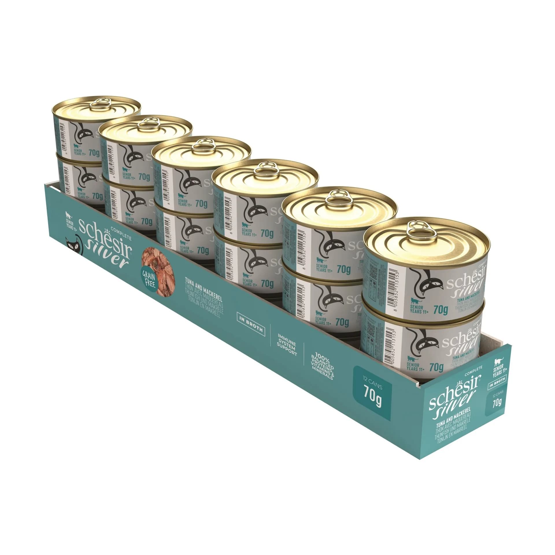 Schesir Silver karma mokra dla starszych kotów tuńczyk z makrelą 70 g