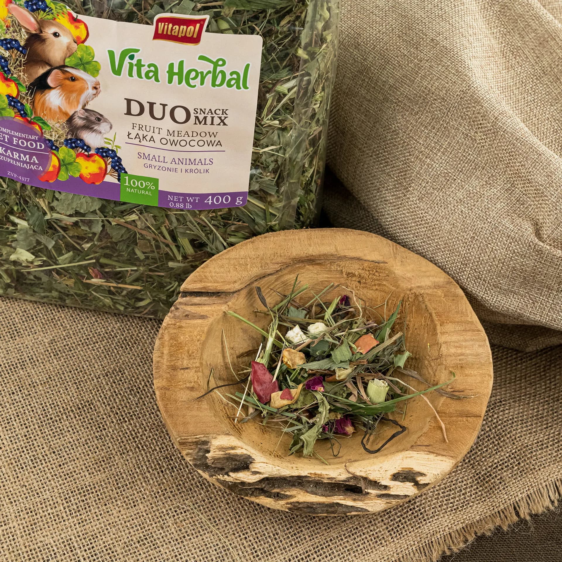 Vitapol Vita Herbal Duo Snack mix łąka owocowa dla gryzoni i królika 400 g