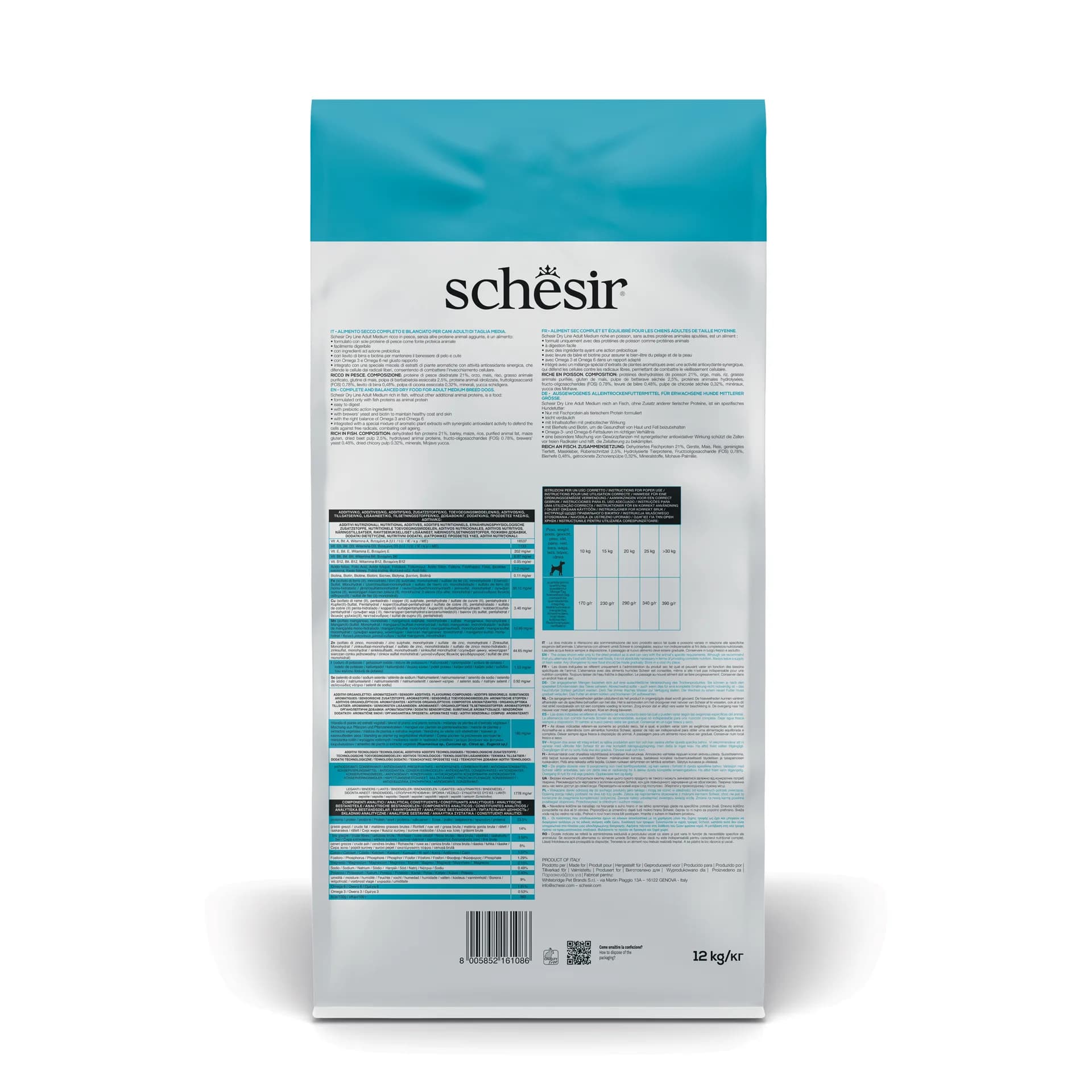 Schesir Original Medium Adult Rich In Fish karma sucha z rybą dla dorosłych psów średnich ras – 12 kg