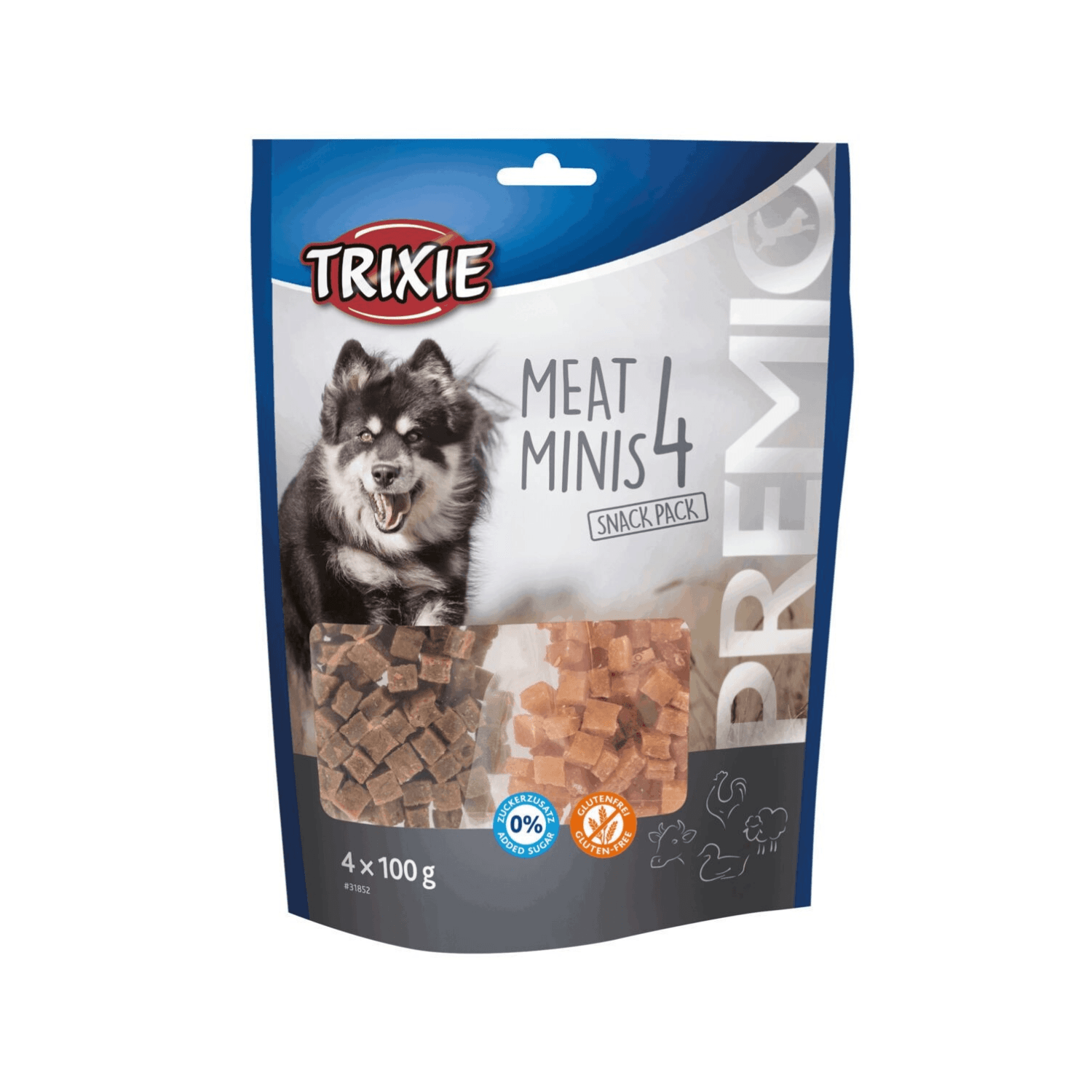 Trixie przysmaki Premio dla psa 4 meat minis, kurczak, Kaczka, Wołowina, Jagnięcina 4 × 100 g