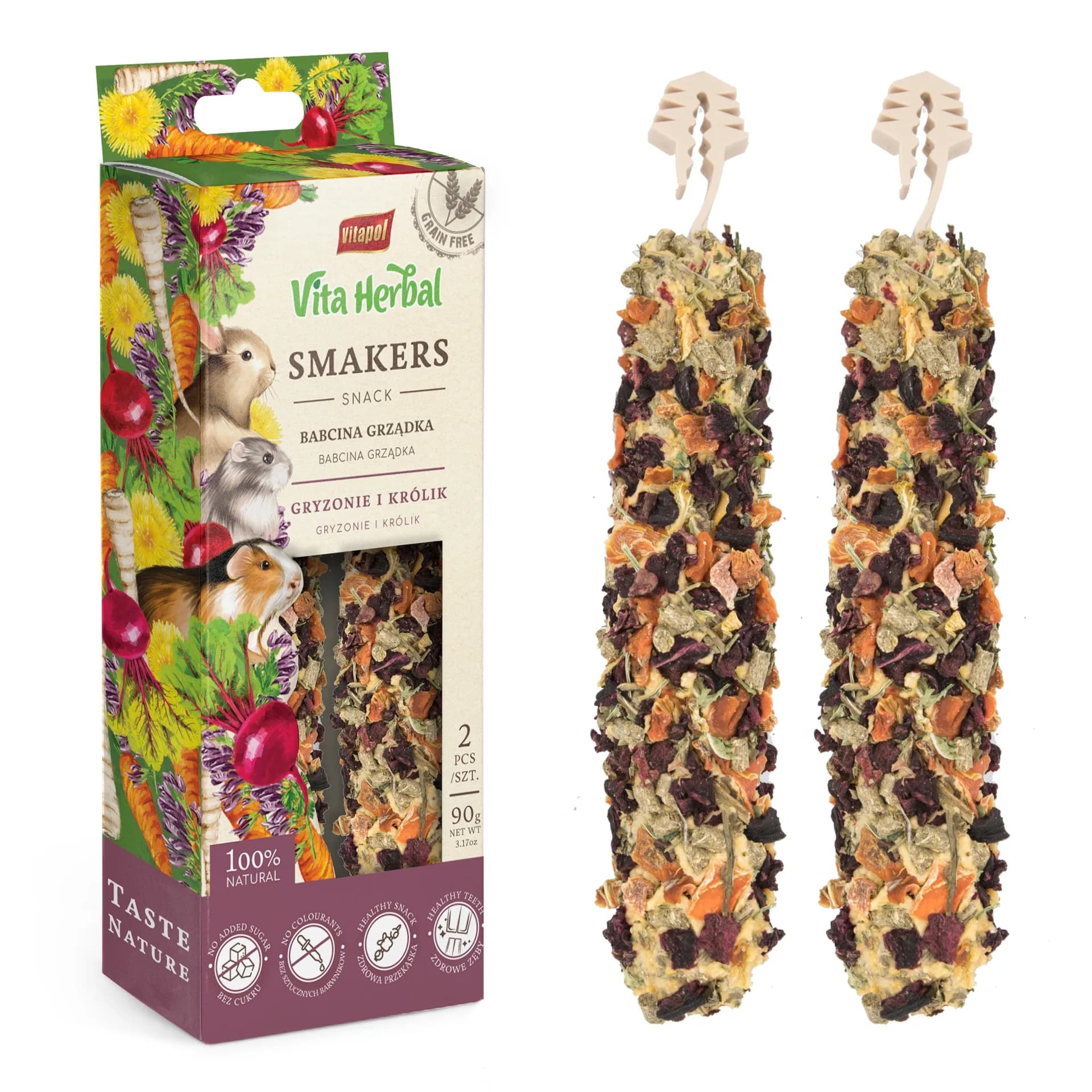 Vitapol Vita Herbal Smakers Babcina grządka przysmak dla gryzoni i królika 1 szt. 90 g