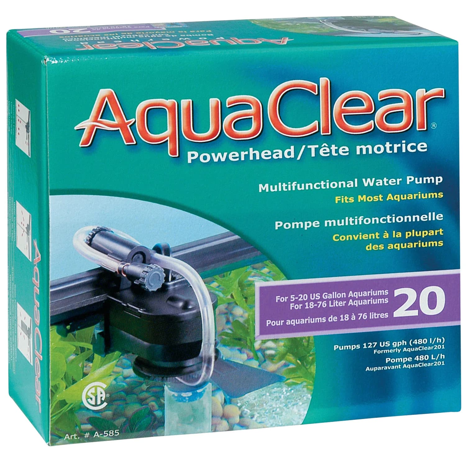 Hagen AquaClear Powerhead turbina napowietrzająca i cyrkulacyjna do akwarium 30 50 i 70 – Powerhead 20