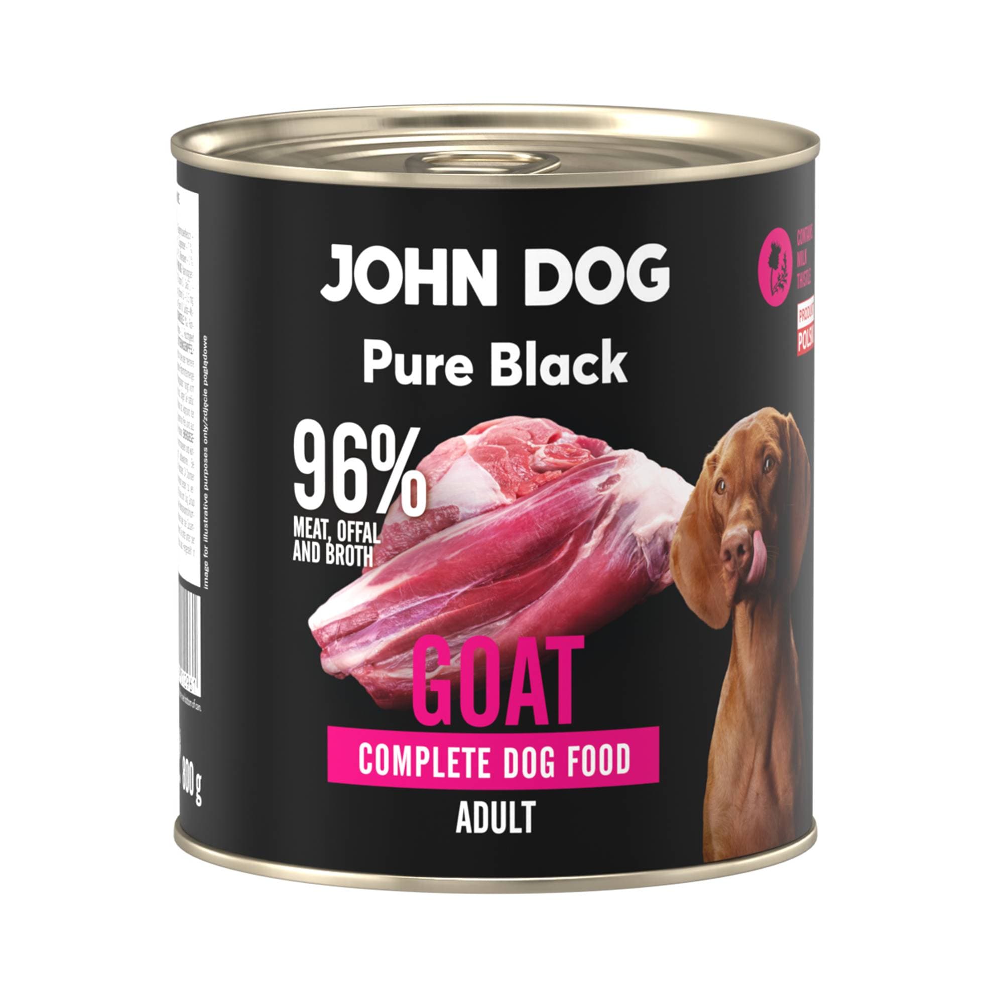 John Dog Pure Black karma mokra dla dorosłych psów z koziną – 800 g